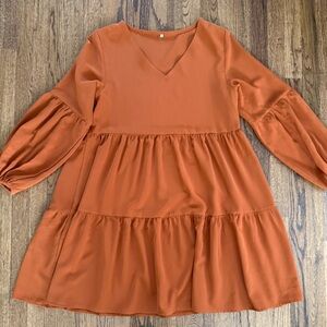 Elegant Rust Midi Dress